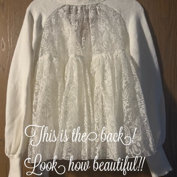 ADEAM Isabella Lace-Back V-neck Cardigan - Picture 1 of 14